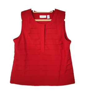 Chicos Size 1 Medium Sz 8) Red Sleeveless Blouse with Pleating